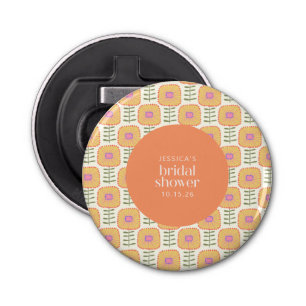 Scandi Yellow Orange Flower Custom Bridal Shower Bottle Opener