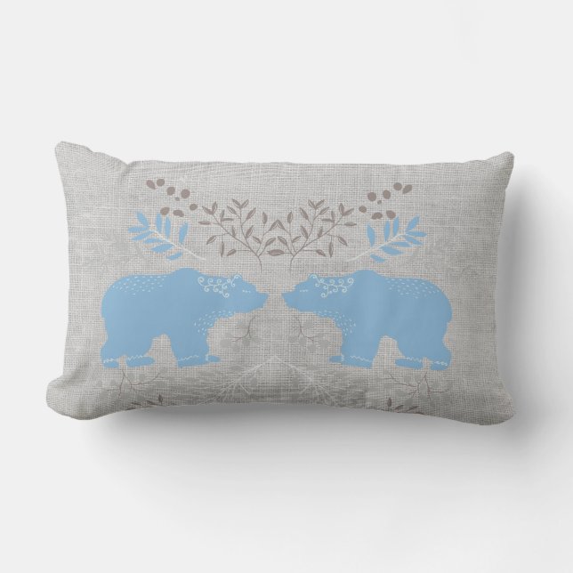 Scandia Blue Bears Lumbar Pillow (Front)