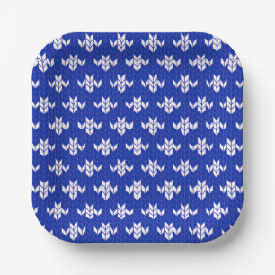 SCANDIA BLUE KNIT 7" Square Paper Plates