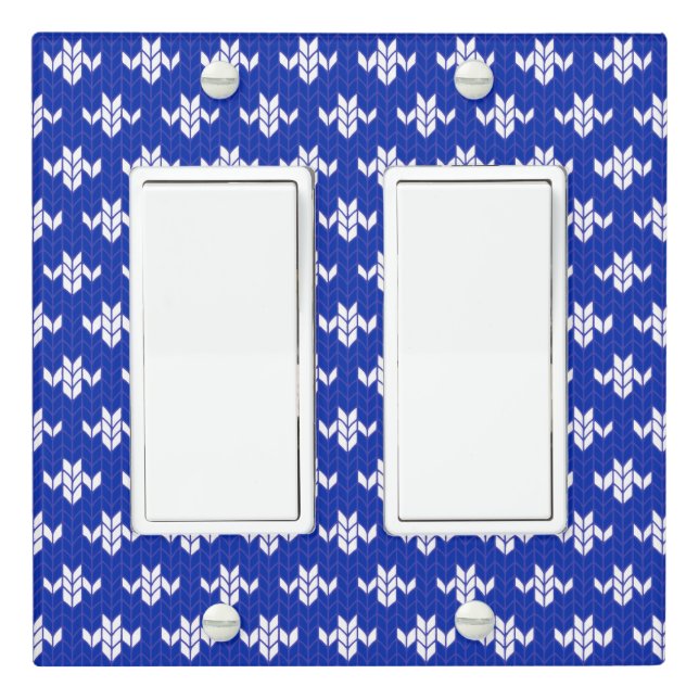 SCANDIA BLUE KNIT Double Rocker Light Switch Cover (In Situ)