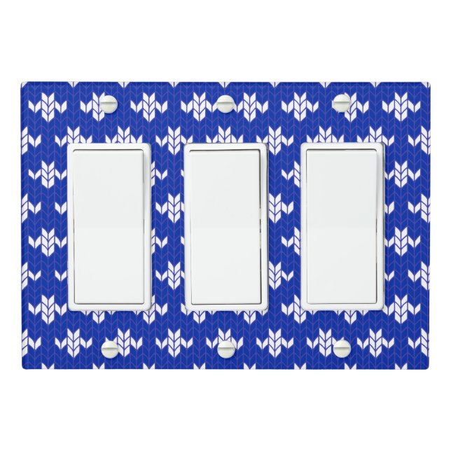 SCANDIA BLUE KNIT Triple Rocker Light Switch Cover (In Situ)