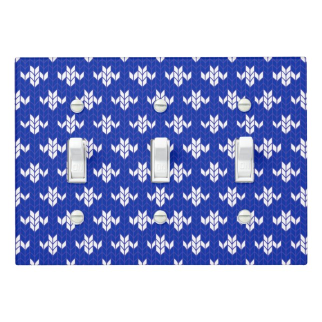 SCANDIA BLUE KNIT Triple Toggle Light Switch Cover (In Situ)