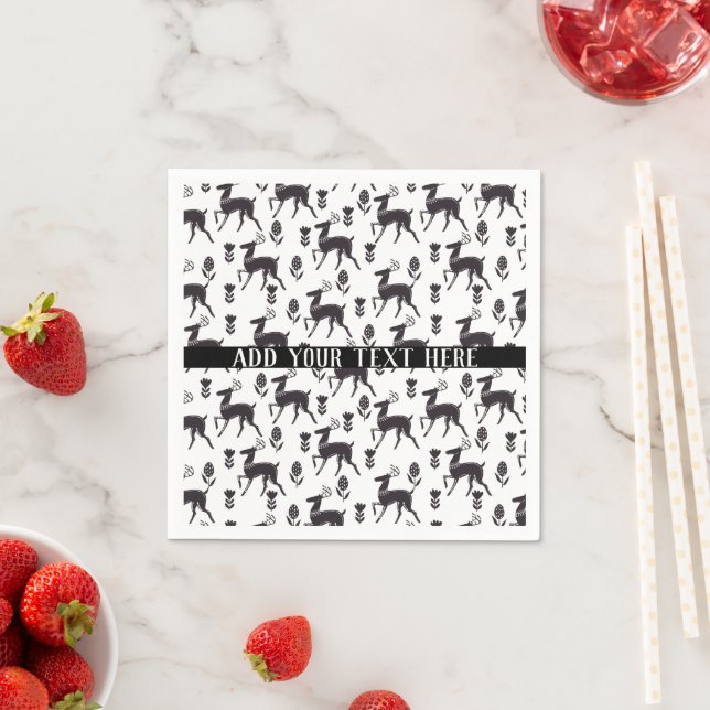 Scandia Folk Art Deer Customizable Napkins (Insitu)