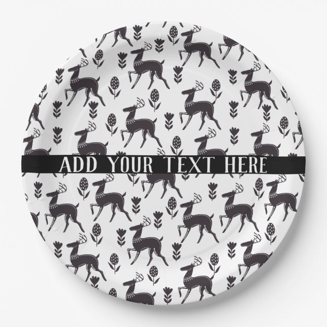 Scandia Folk Art Deer Paper Plates (Front)