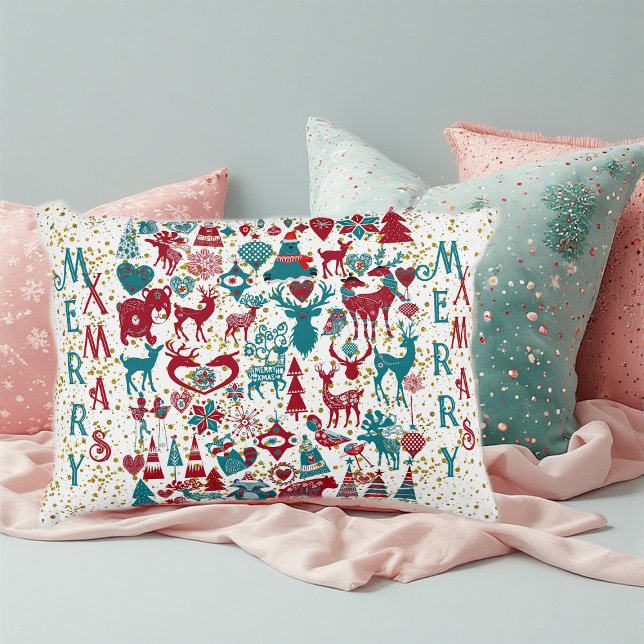 Scandia Merry Christmas Symbols Nordic Scandinavia Accent Pillow (Scandia Merry Christmas Symbols Nordic Scandinavia Accent Pillow)
