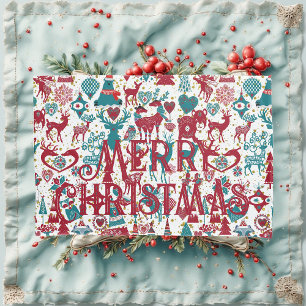 Scandia Merry Christmas Symbols Nordic Scandinavia Pillow Case