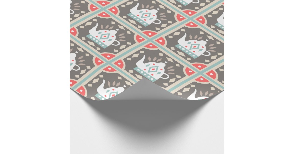 Scandia Teapot Tiles II Wrapping Paper Zazzle