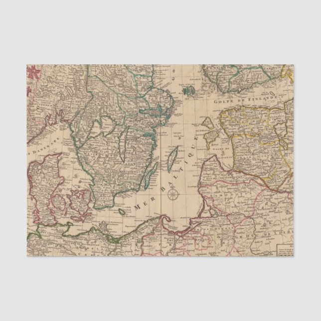 Scandinavia, Baltic Sea, Sweden, Denmark Tissue Paper (Front)