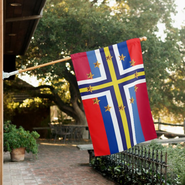 Scandinavia Combo with EU Stars House Flag (In SItu)