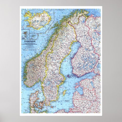  Scandinavia Map from 1963  Poster