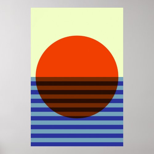 Scandinavian Abstract Geometric Sunset Art Poster