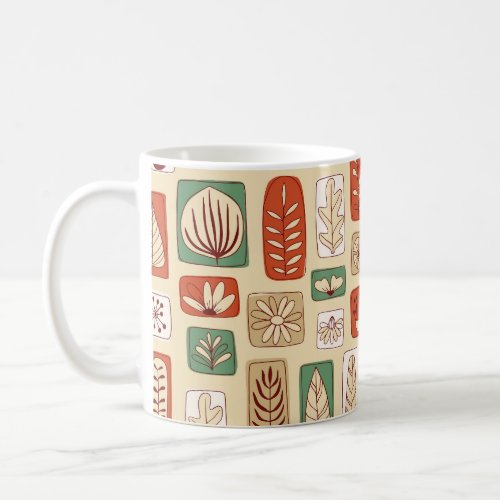 Scandinavian Abstract Leaves Tile Design Coffee Mug