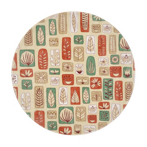 Scandinavian Abstract Leaves Tile Design Cutting Board