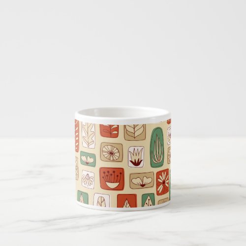 Scandinavian Abstract Leaves Tile Design Espresso Cup