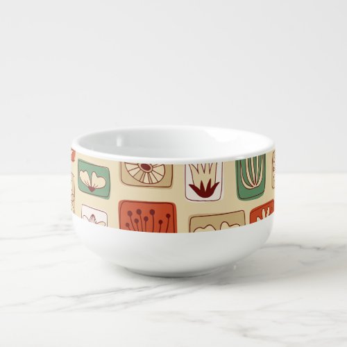 Scandinavian Abstract Leaves Tile Design Soup Mug