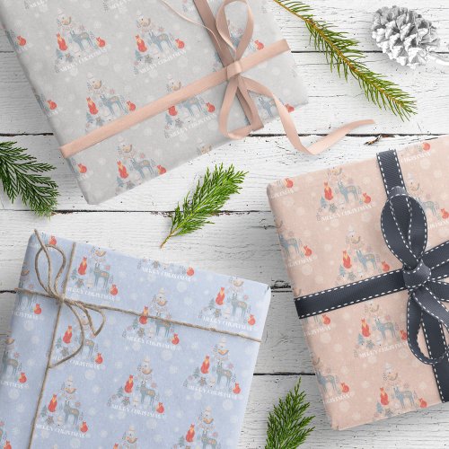 Scandinavian Animal Reindeer Tree Floral Snowflake Wrapping Paper Sheets