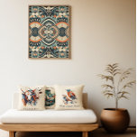 Scandinavian Art Deco Poster<br><div class="desc">This stunning poster features a unique Scandinavian Art Deco design, blending the sophisticated geometry of the Art Deco era with the warm, folk-inspired shapes of Nordic design. The rich color palette of deep navy, earthy orange, and soft cream creates a beautiful and timeless piece of art that can be a...</div>
