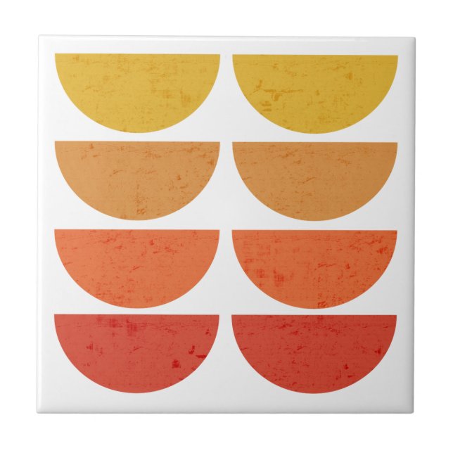 Scandinavian Art Midcentury Sunset Bowls Ceramic Tile (Front)