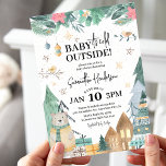 Scandinavian 'Baby it's Cold Outside' Baby Shower  Invitation<br><div class="desc">Cute Winter Baby Shower Invitation - Design features Scandinavian illustrations of a little bear,  gifts,  christmas trees,  baubles,  snowlfakes,  birds and botanical winter foliage. The modern template uses white calligraphy script and serif fonts and includes the heading 'BABY it's cold Outside!' and is easy to customize.</div>