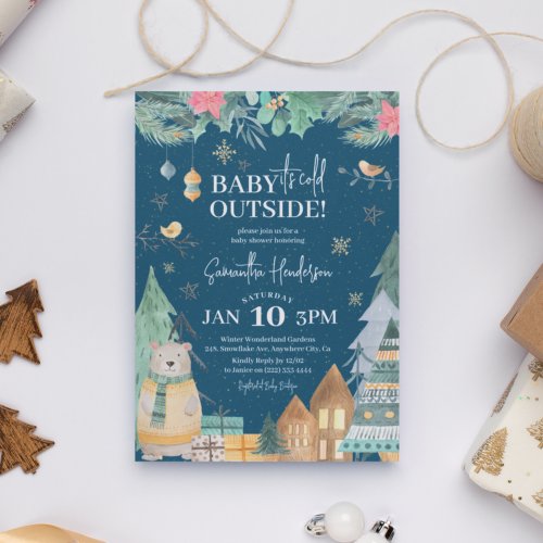 Scandinavian Baby its Cold Outside Baby Shower Invitation