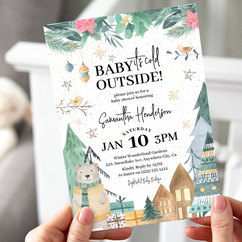 Scandinavian Baby its Cold Outside Baby Shower  Invitation
