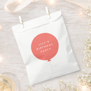 Scandinavian Balloon   Coral Pink Birthday Party Favor Bag