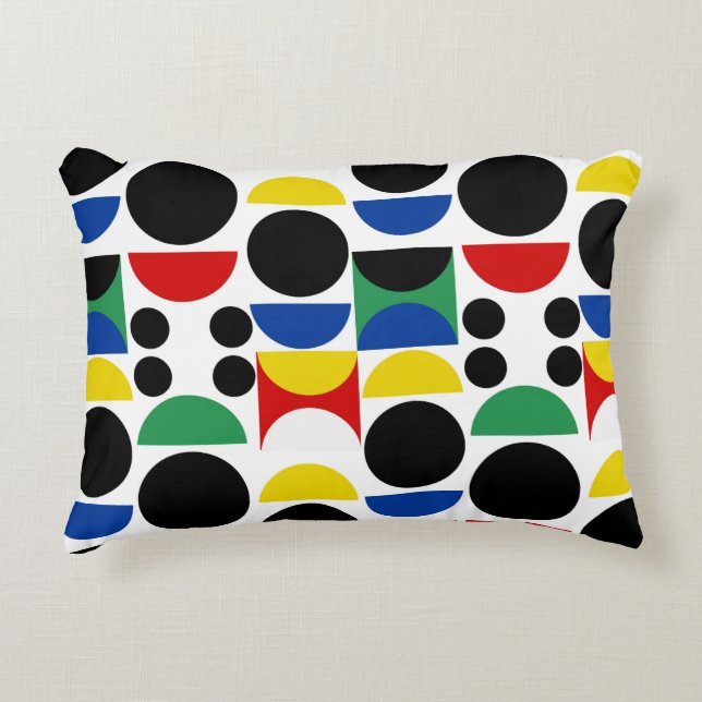 Scandinavian Bauhaus Mid-Century Pattern Accent Pillow (Front)