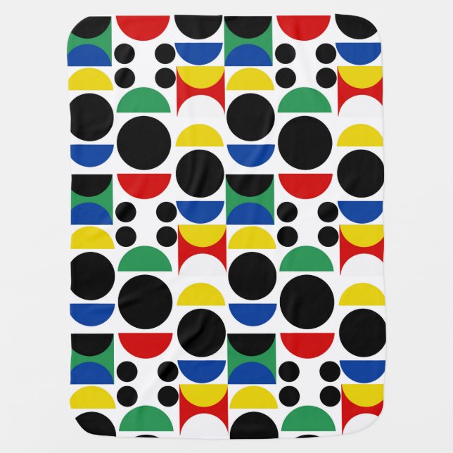 Scandinavian Bauhaus Mid-Century Pattern Baby Blanket (Front)