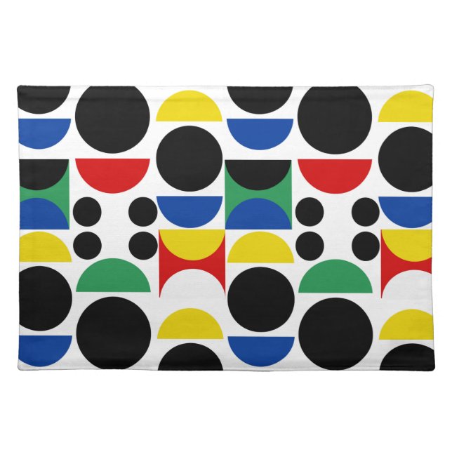 Scandinavian Bauhaus Mid-Century Pattern Cloth Placemat (Front)