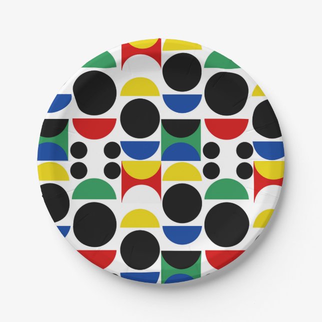 Scandinavian Bauhaus Mid-Century Pattern Paper Plates (Front)