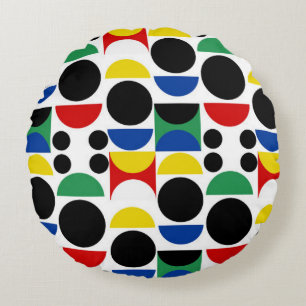 Scandinavian Bauhaus Mid-Century Pattern Round Pillow