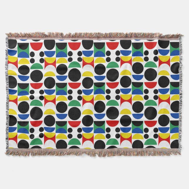 Scandinavian Bauhaus Mid-Century Pattern Throw Blanket (Front)