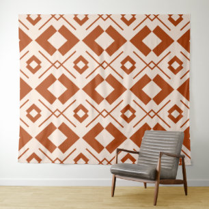 Scandinavian beige and burnt orange geometric tapestry