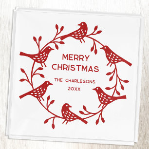 Scandinavian Bird Wreath Personalized Christmas Acrylic Tray