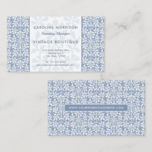 Scandinavian Blue and White Floral Elegant Business Card