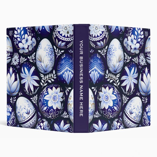 Scandinavian Blue Easter Egg Spring Floral 3 Ring Binder (Background)