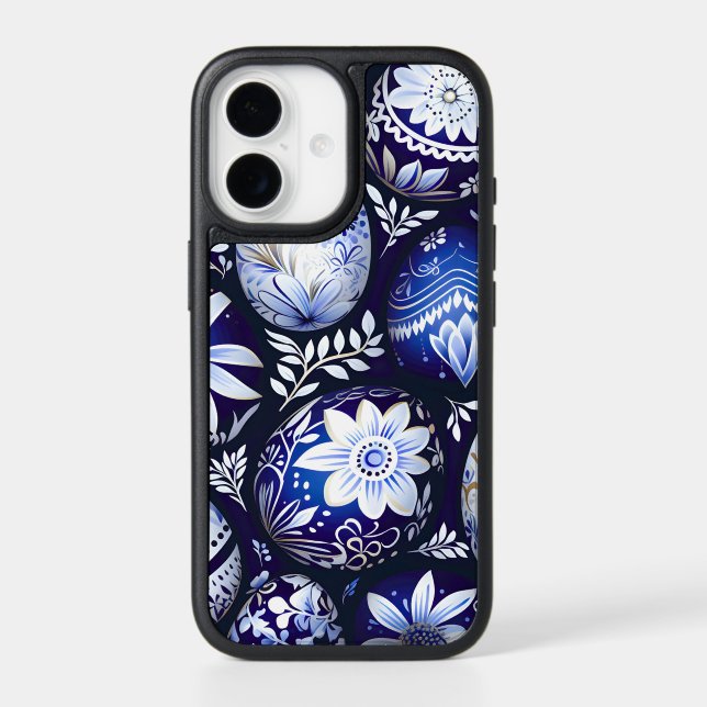 Scandinavian Blue Easter Egg Spring Floral Otterbox iPhone Case (Back)
