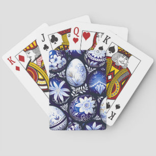 Scandinavian Blue Easter Egg Spring Floral Poker Cards