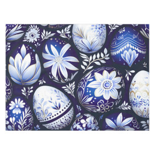 Scandinavian Blue Easter Egg Spring Floral Tablecloth