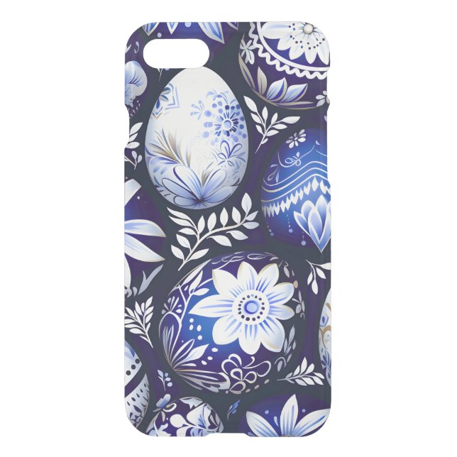 Scandinavian Blue Easter Egg Spring Floral Uncommon iPhone Case (Back)