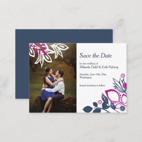 Scandinavian Blue Gray and Pink Save_the_Date Advice Card