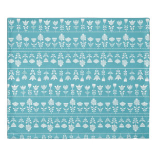 Scandinavian blue with white flowers duvet cover