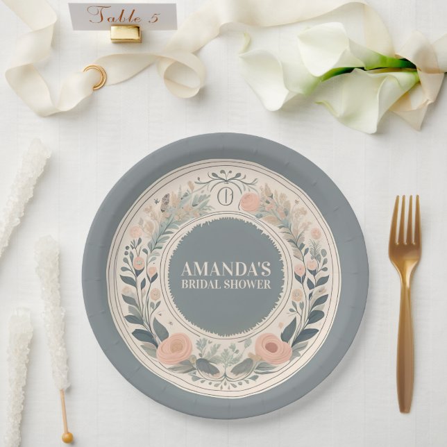 Scandinavian Boho Floral Paper Plates (Wedding)