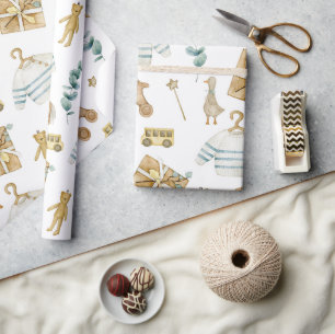 Scandinavian Boho Nursery Duck Wrapping Paper