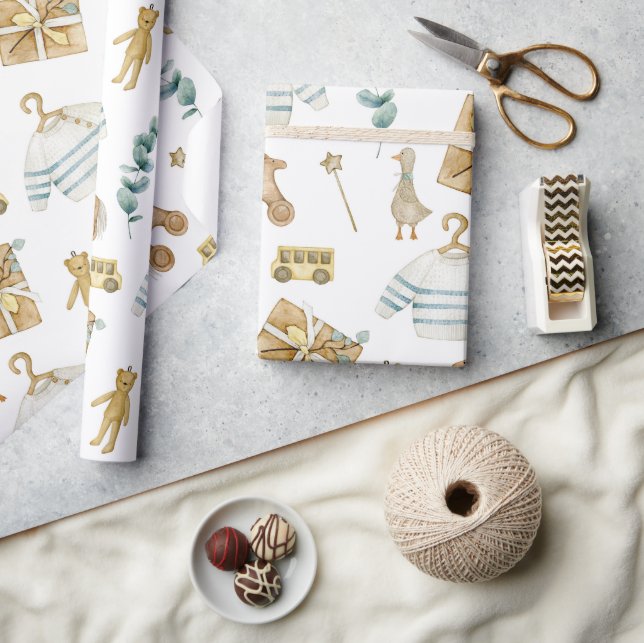 Scandinavian Boho Nursery Duck Wrapping Paper (Crafts)