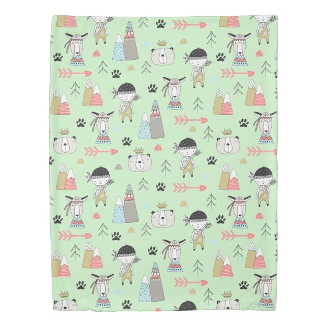 Scandinavian Boho Wilderness Fun Duvet Cover (Front)