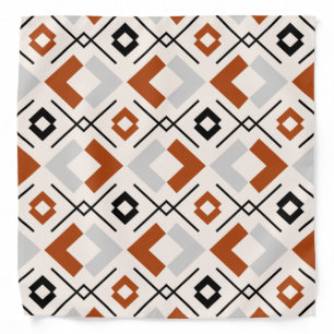 Scandinavian burnt orange gray and beige geometric bandana