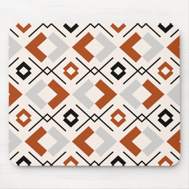 Scandinavian burnt orange gray and beige geometric mouse pad (Front)