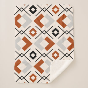 Scandinavian burnt orange gray and beige geometric sherpa blanket