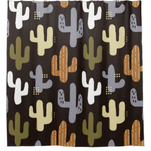 Scandinavian cacti, vintage seamless background. shower curtain